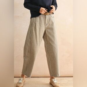 Rubi Plaid Cotton Barrel Pants